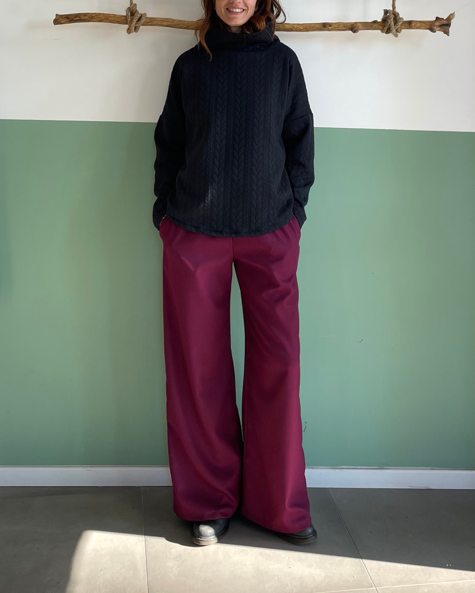 Palazzo in gabardina Bordeaux